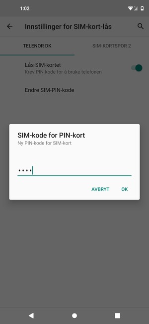 Skriv inn Ny PIN-kode for SIM-kort og velg OK