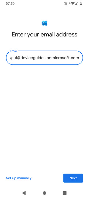 Enter your Email address and  select Set up manually