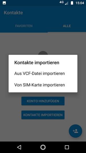 Wählen Sie Von SIM-Karte importieren