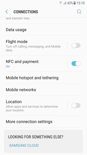 Scroll to and select Mobile networks