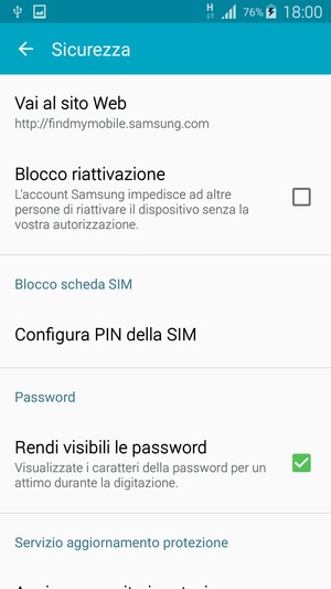 Scorri e seleziona Configura PIN della SIM