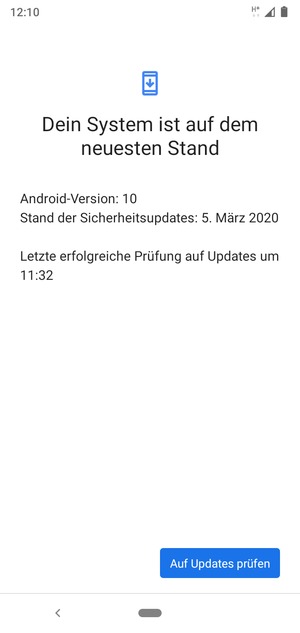 Falls Ihr Handy aktualisiert ist, wird Ihnen der folgende Bildschirm angezeigt