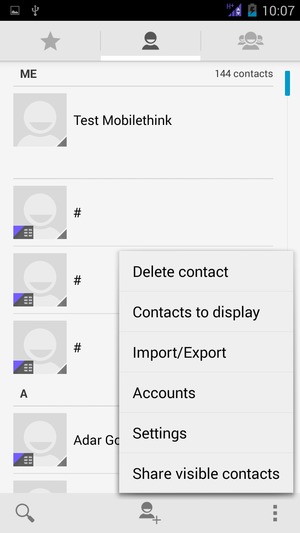 Select the Menu button and select Import/Export