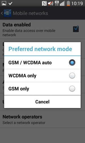 Select GSM only to enable 2G and GSM / WCDMA auto to enable 3G