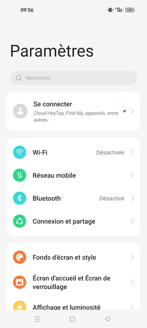 Sélectionnez Connexion et partage