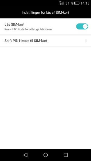 Vælg Skift PIN1-kode til SIM-kort eller Skift PIN2-kode til SIM-kort