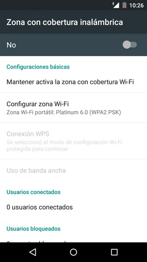 Seleccione Configurar zona Wi-Fi 