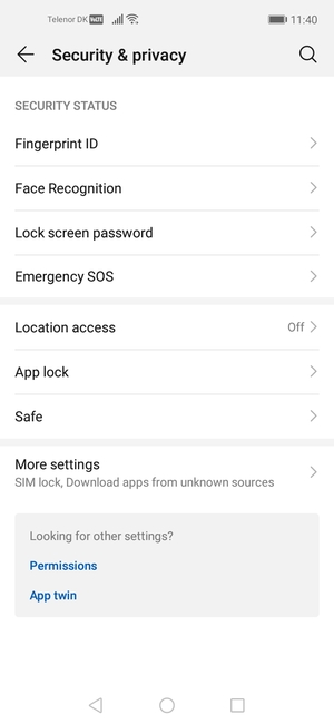 To activate your screen lock, go to the Security & privacy menu and select More settings