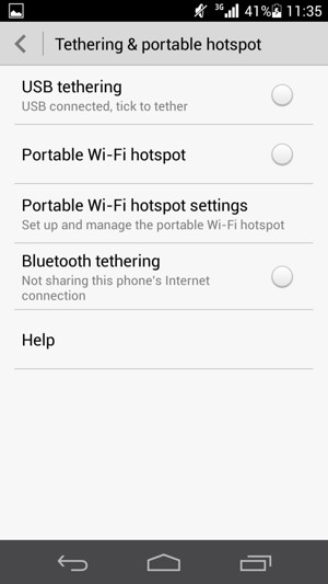 Select Portable Wi-Fi hotspot settings
