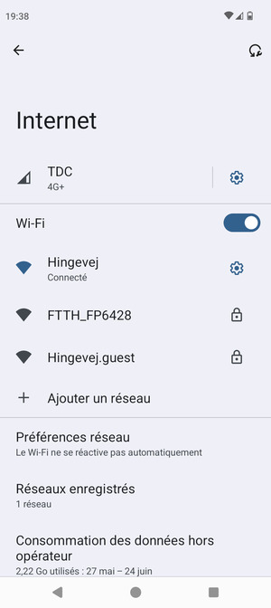 Vous êtes maintenant connecté au réseau Wi-Fi