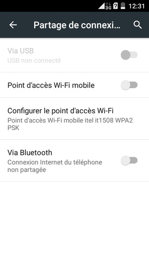 Activer le Point d'accès Wi-Fi mobile