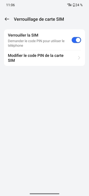 Sélectionnez Modifier le code PIN de la carte SIM