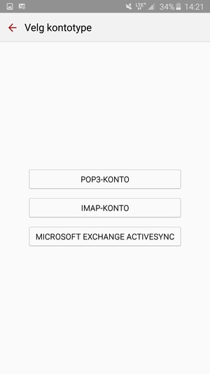 Velg POP3-KONTO eller IMAP-KONTO