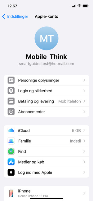 Vælg iCloud