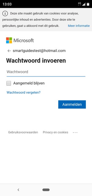 Voer uw wachtwoord in en selecteer Aanmelden