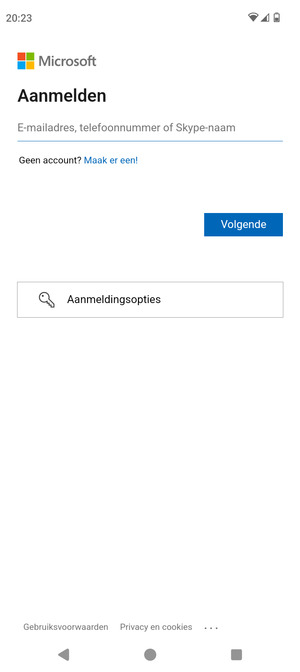 Voer uw e-mailadres in en selecteer Volgende