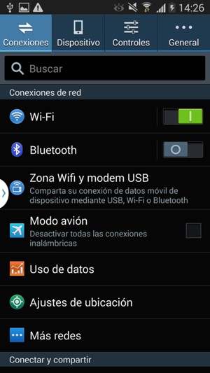 Seleccione Zona Wifi y modem USB