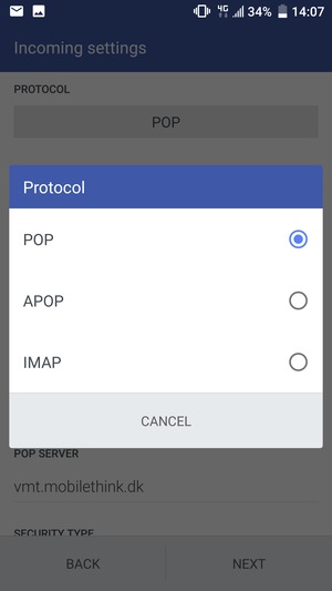 Select POP or IMAP
