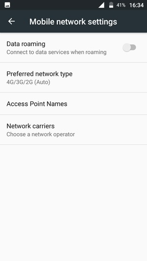 To change network if network problems occur, select Network carriers