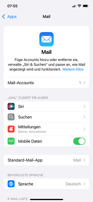 Wählen Sie Mail-Accounts