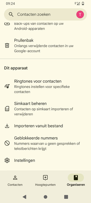 Scroll naar en selecteer Simkaart beheren