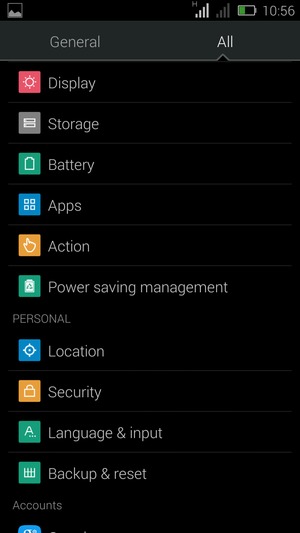 Scroll to and select Power Saving management