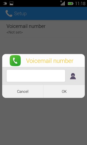 Enter the Voicemail number and select OK