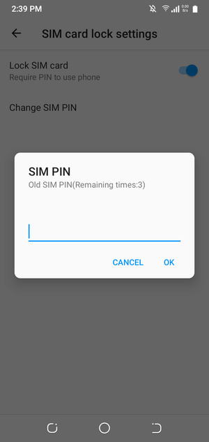 Enter your Old SIM PIN and select OK