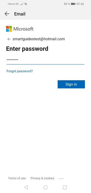 Saisissez votre mot de passe Hotmail et sélectionnez Se connecter
