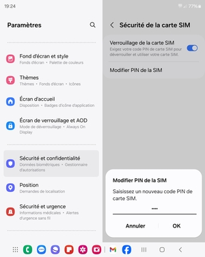 Saisissez votre nouveau code PIN de carte SIM et sélectionnez OK