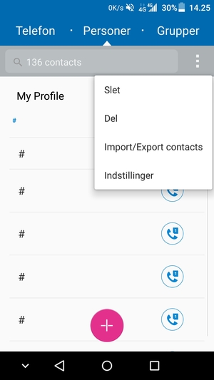 Vælg Import/Export contacts