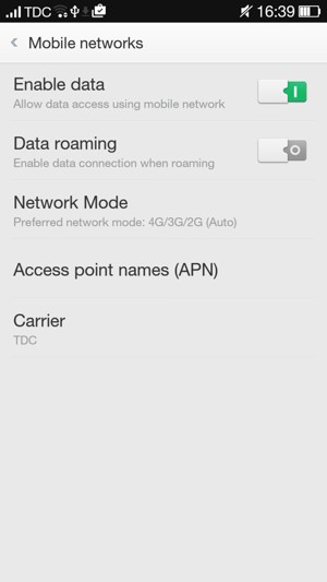 Select Access point names (APN)