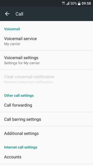 Scroll to and select Voicemail settings