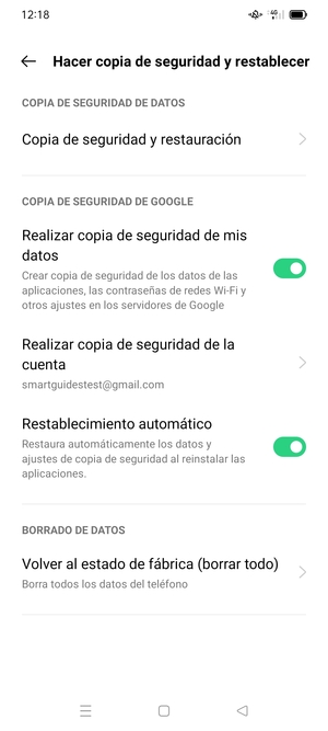 Active Realizar copia de seguridad de mis datos