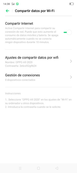 El teléfono ha sido configurado para su uso como módem