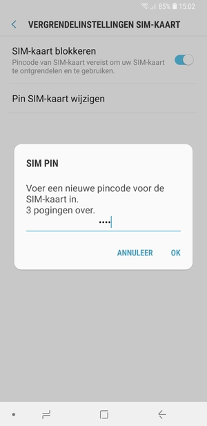Voer uw Nieuwe pincode voor de SIM-kaart in en selecteer OK