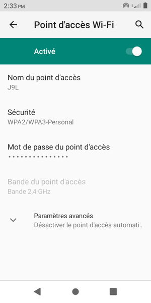 Votre téléphone est maintenant configuré pour être utilisé comme modem