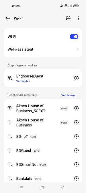 U bent nu verbonden met het WiFi-netwerk