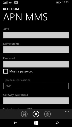 Inserisci informazioni MMS