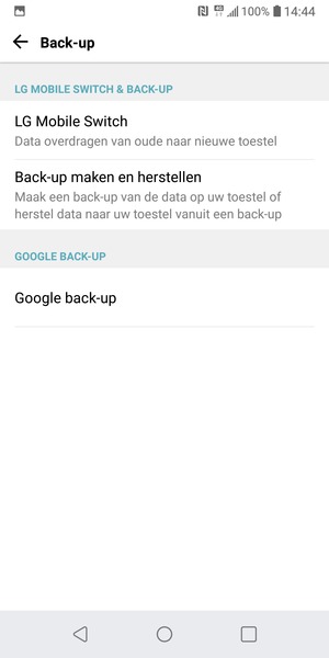 Selecteer Google back-up