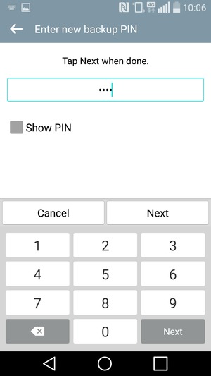 Enter a Backup PIN and select Next