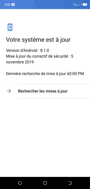 Si votre téléphone est à jour, vous verrez l'écran suivant
