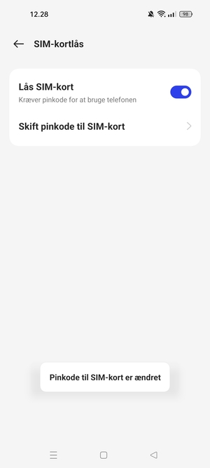 Din Pinkode til SIM-kort er nu ændret
