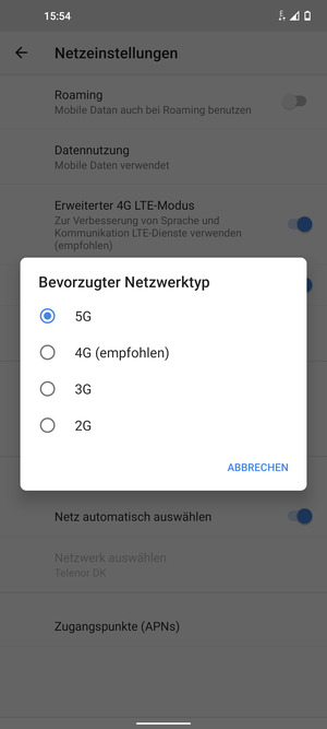 Wählen Sie die gewünschte Option