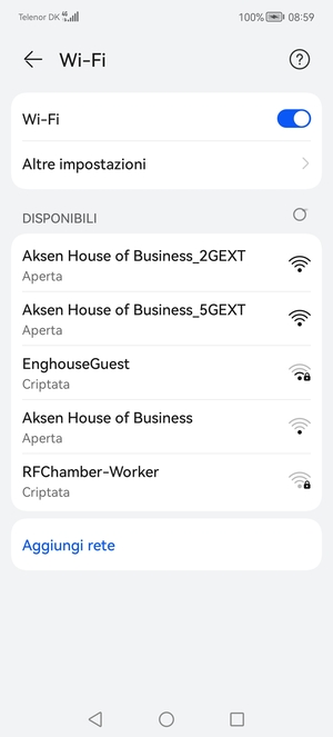 Seleziona la rete wireless a cui desideri connetterti