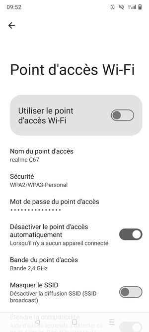 Activer le Utiliser le point d'accès Wi-Fi