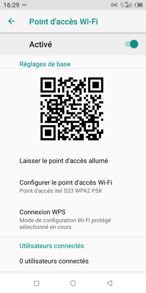 Votre téléphone est maintenant configuré pour être utilisé comme modem