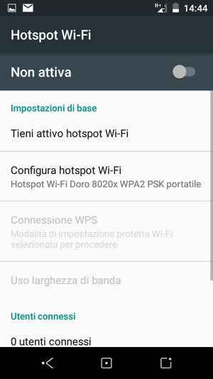 Seleziona Configura hotspot Wi-Fi