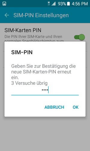 Bestätigen Sie Ihre neue SIM-Karten-PIN und wählen Sie OK