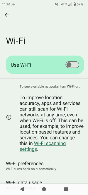 Turn on Use Wi-Fi